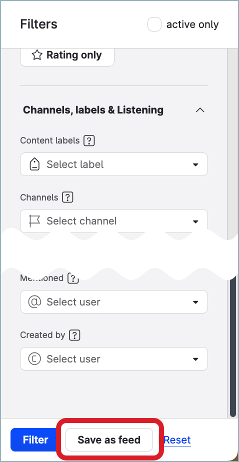 Set Up Filters in Community Feeds